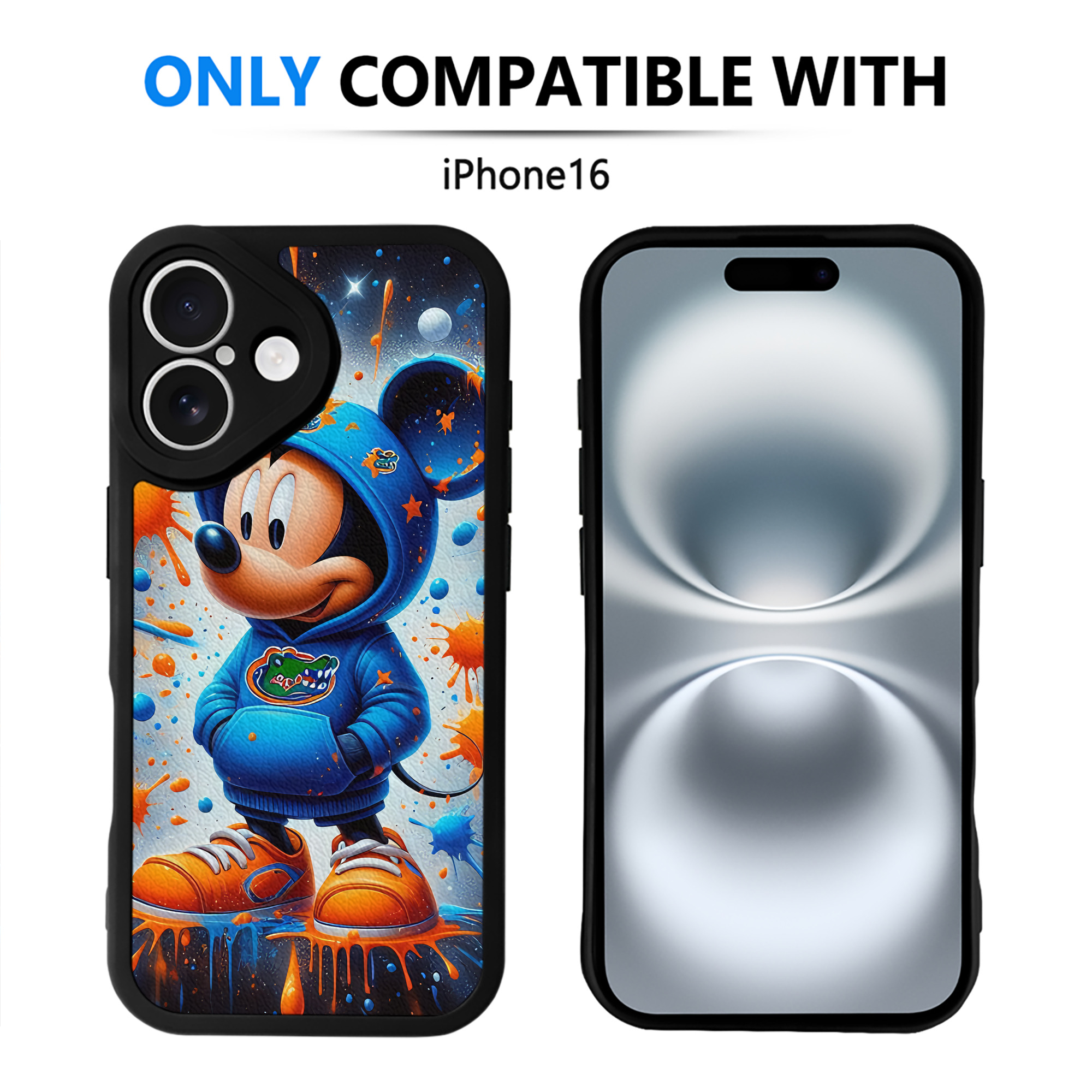 （画像用） ミッキーマウス Mickey Mouse 【iPhone 16シリーズ対応】シリコンスマホケース（レザー調） 材質：シリコン